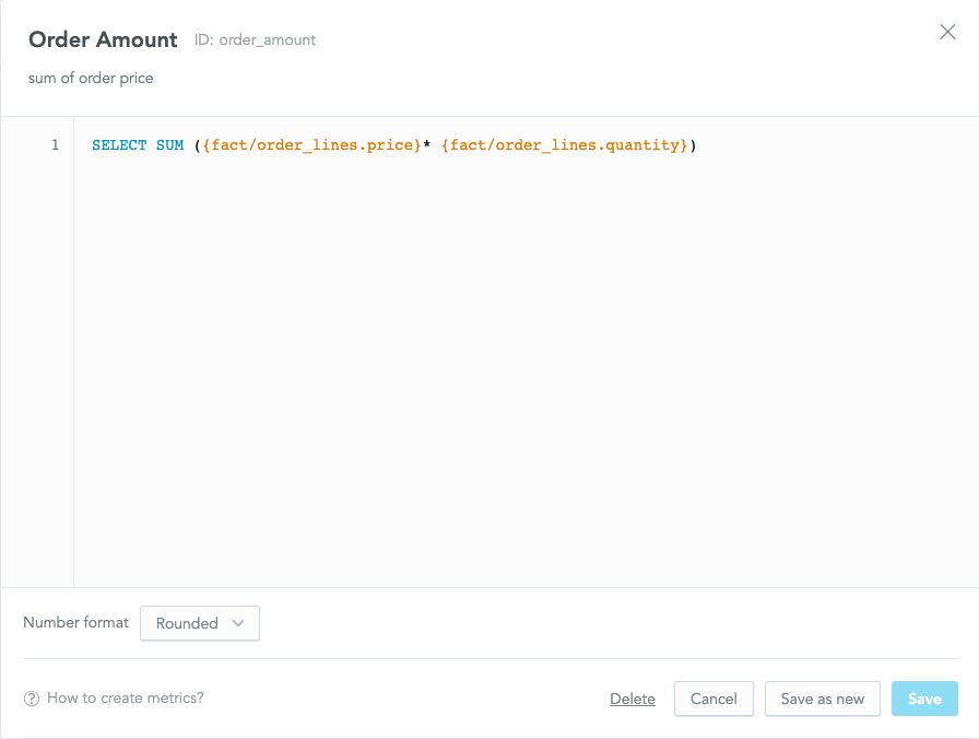 Edit order metric