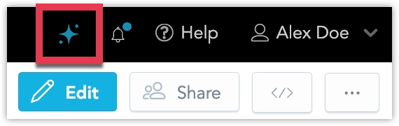 The top right portion of a workspace, highlighting the AI assistant button.