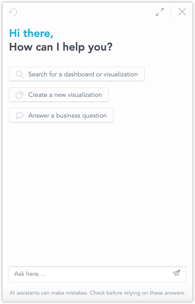 A newly opened, empty ai assistant dialog.