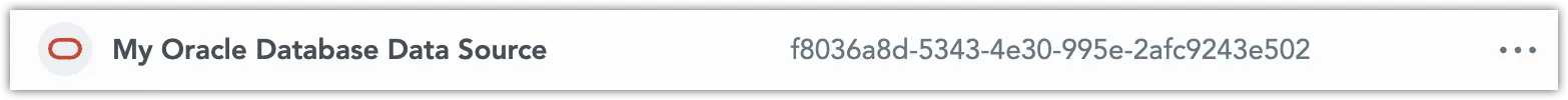The list of data sources displaying the newly created Oracle data source, including its name and unique ID.