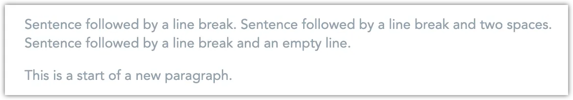 Rich Text example demonstrating line breaks and paragraph spacing.