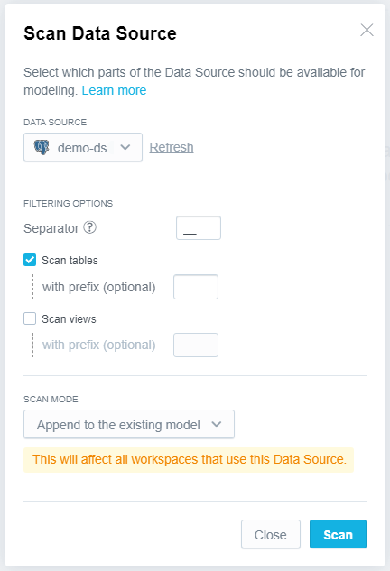 Scan dialog