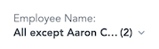 Dropdown button of AttributeFilterButton with the attribute name and the selection