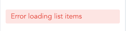 Error loading list items message in place of the element list