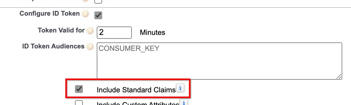 The Include standard claims checkbox in SalesForce's interface.