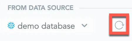 Data sources listed in the left panel in the Logical Data Model editor. The Refresh button is to the right of the data source's name.