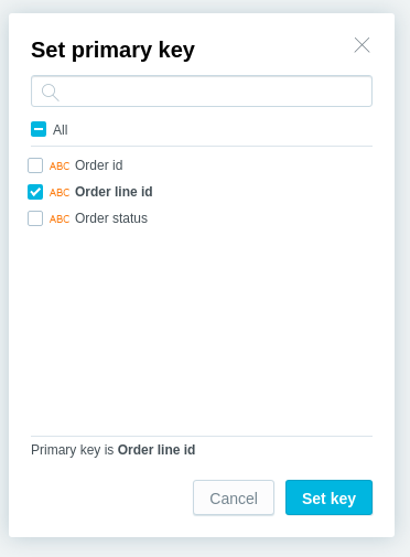 Set primary key