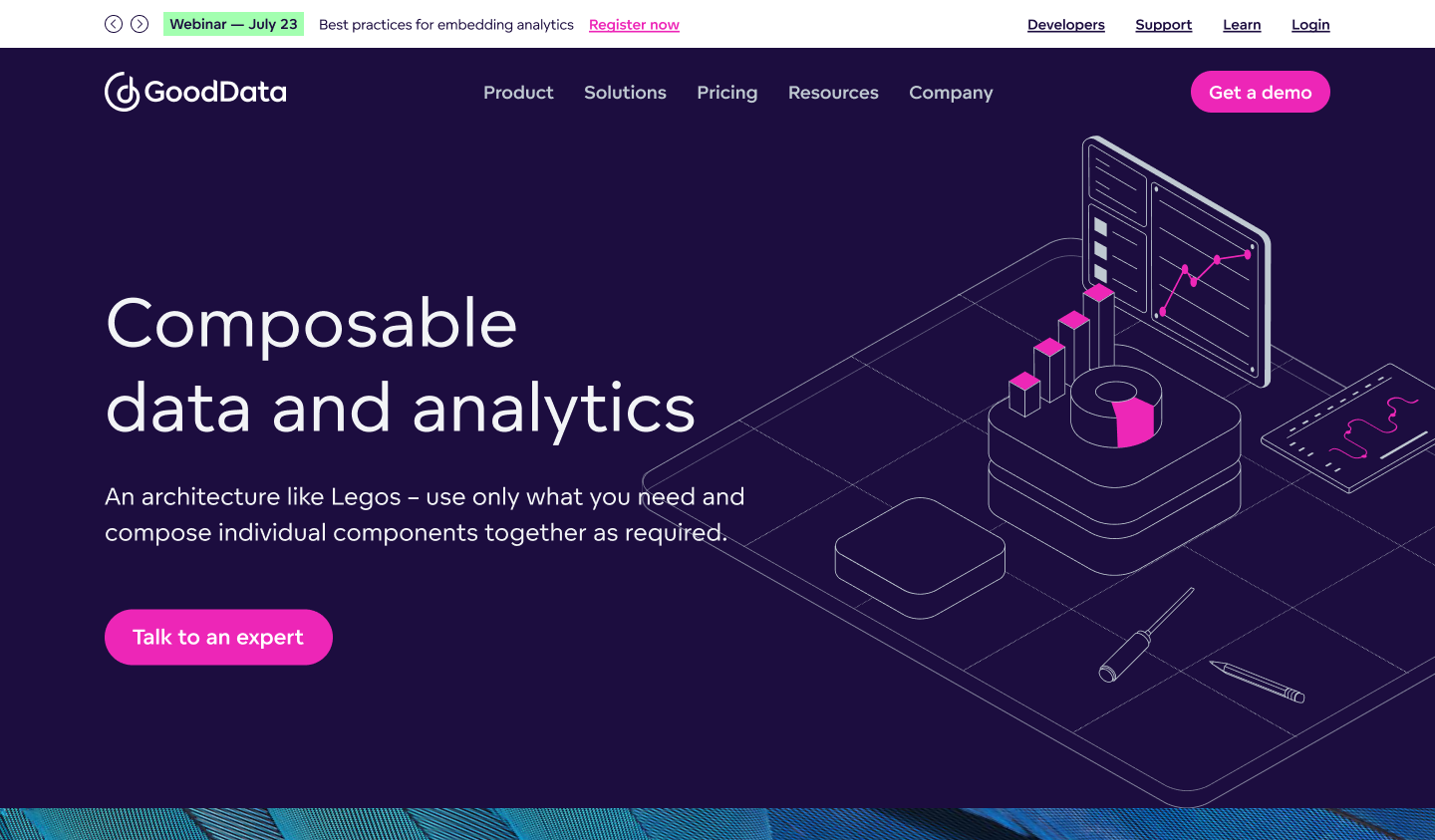 A screenshot of the redesigned GoodData website