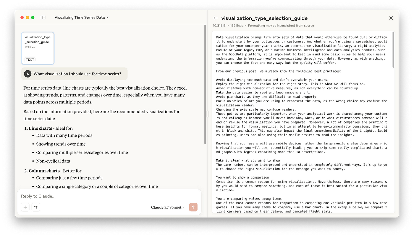 Resource is used to help LLM pick the right visualization type