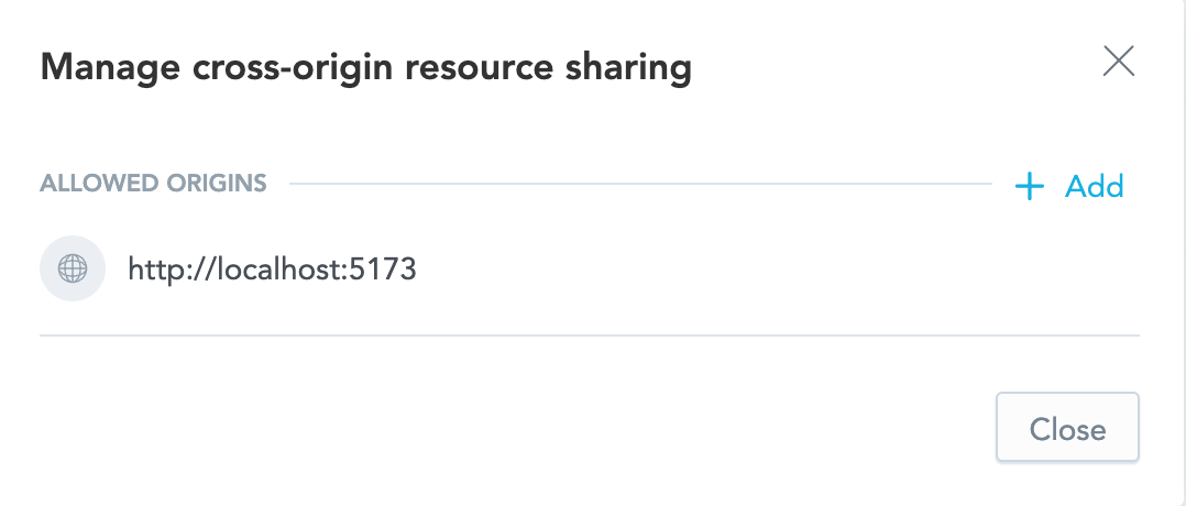 CORS example setting in the GoodData web UI
