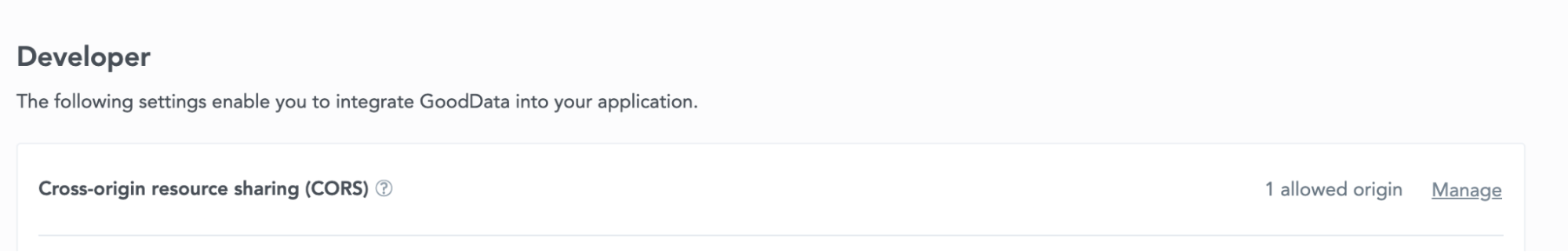 CORS setting in the GoodData UI