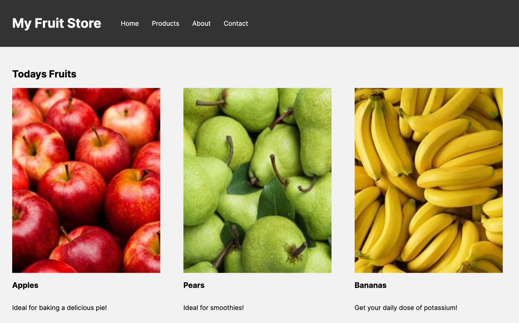 Fruit Store placeholder with the embedded GoodData visualization