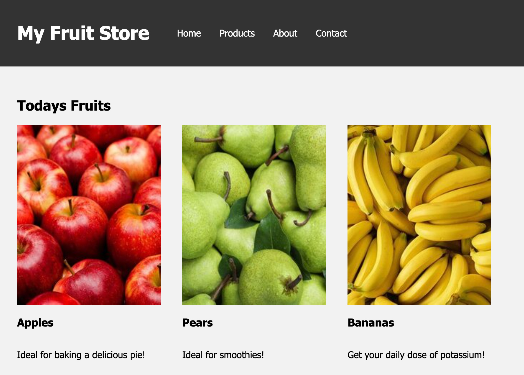 Fruit Store placeholder with the embedded GoodData visualization