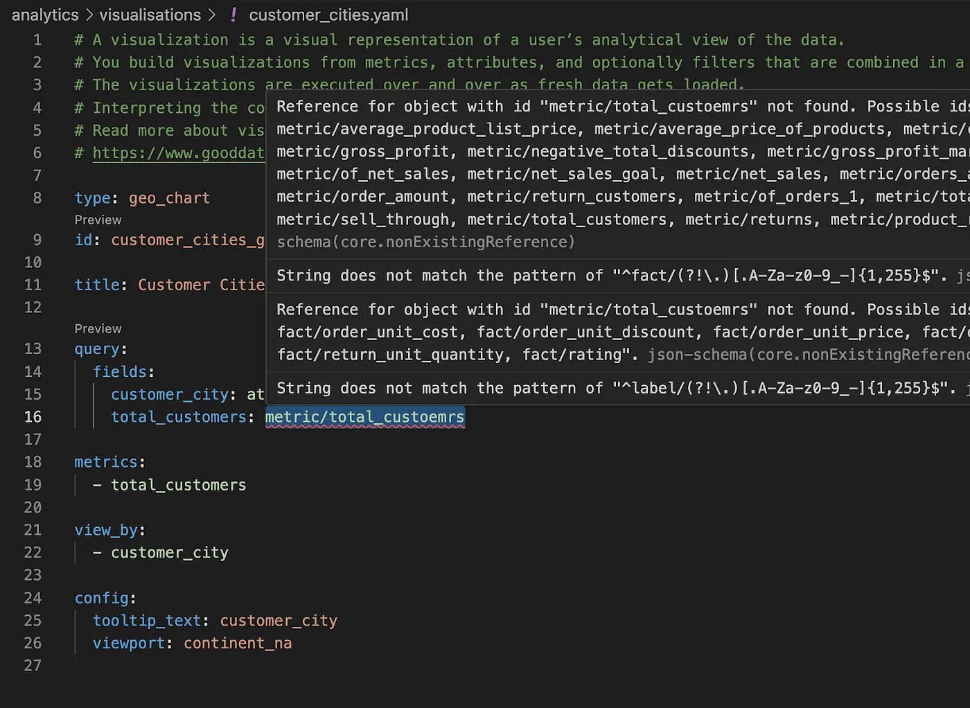 GoodData for VS Code highlighting referential error