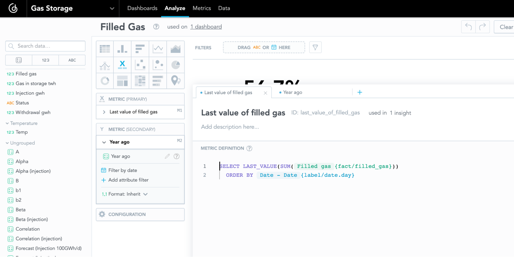 ‘Last value of filled gas’ metric
