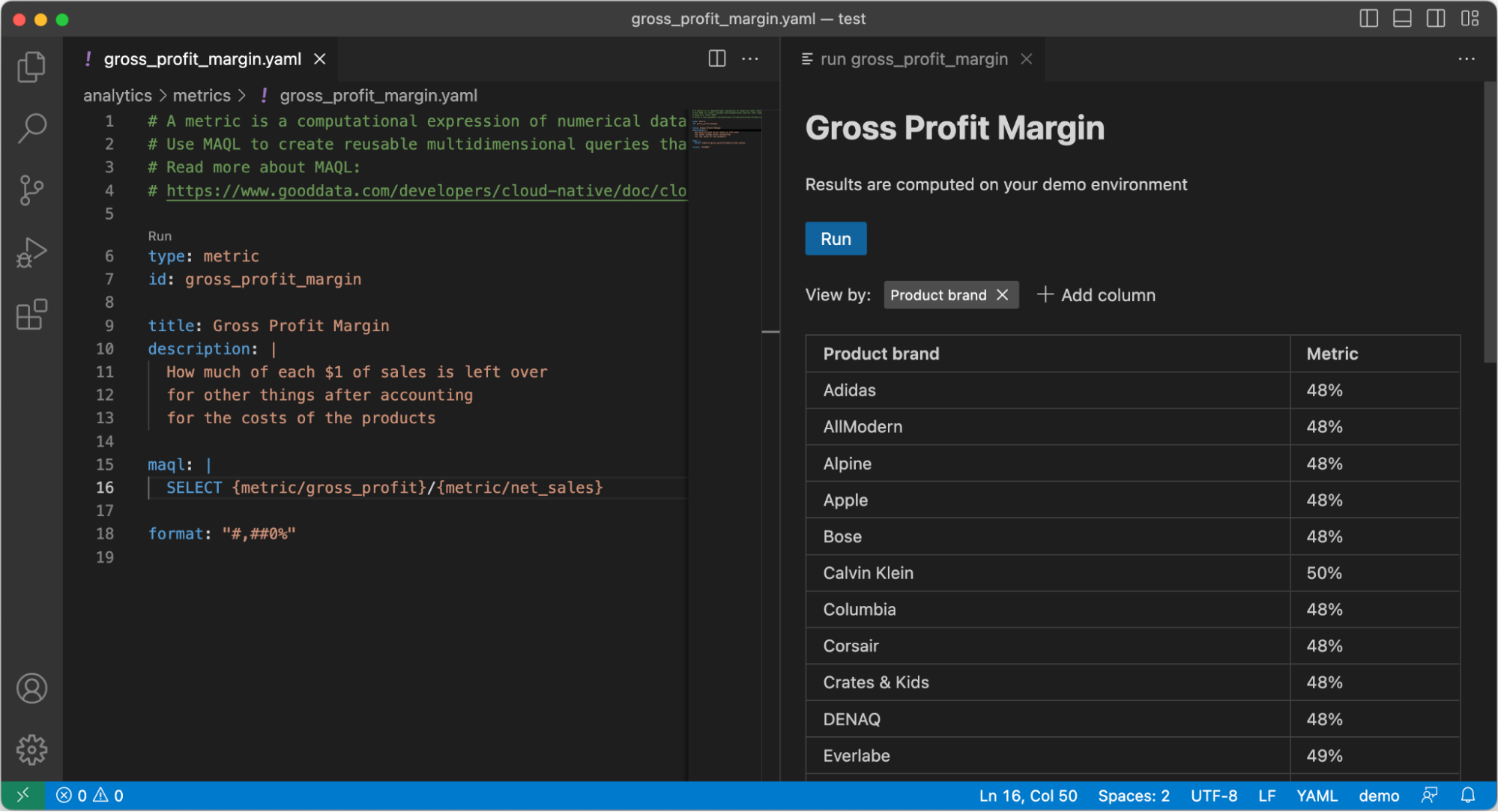 VS Code extension metric preview