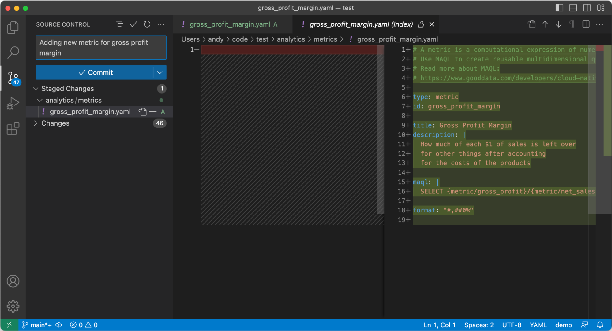 VS Code Git user interface