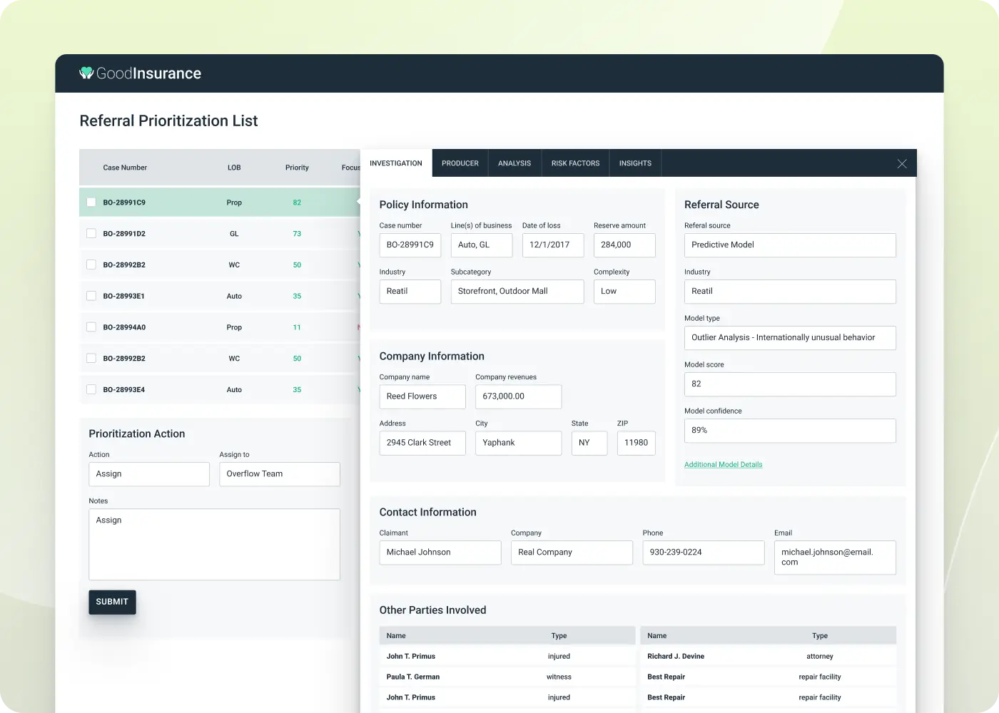 Claims investigation